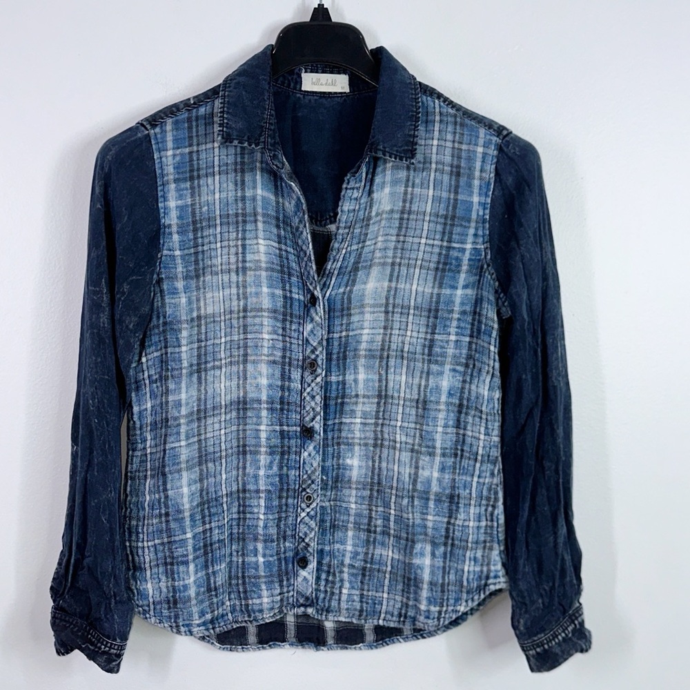 Bella Dahl plaid button down shirt size medium